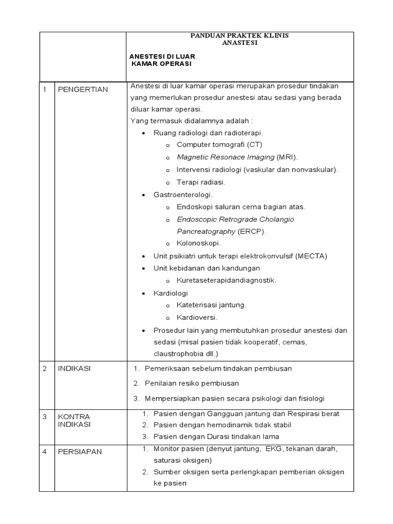 Panduan Anestesi di Luar Kamar Operasi | PDF