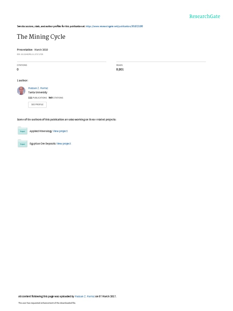 The Mining Cycle Pdf Life Cycle Assessment Materials