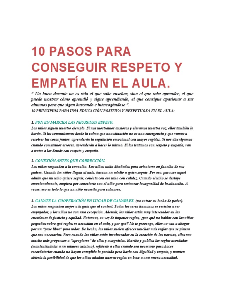 10 Claves para Fomentar Respeto en el Aula | PDF | Empatía | Razón