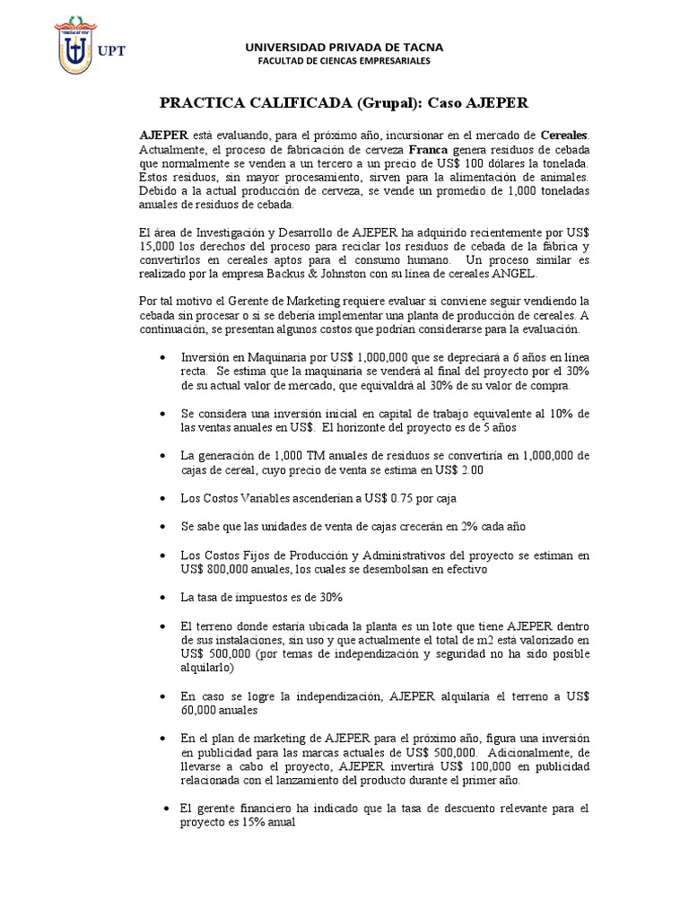 Practica Calificada Grupal - Caso AJEPER | PDF | Residuos | Marketing
