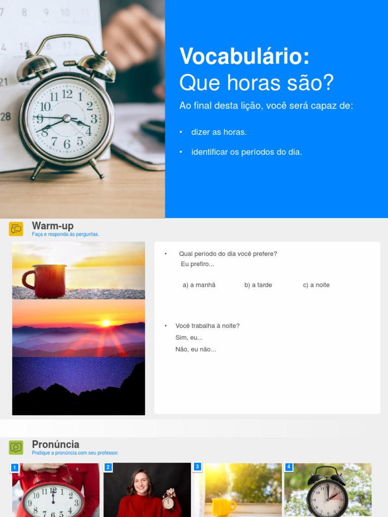 Horas do dia: aprendendo a dizer as horas e identificar períodos | PDF