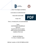 Instituto Tecnológico de Mérida Licenciatura en administración Desarrollo Sustentable Grupo: 5l3
