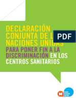 Declaración de Las UN para La Discriminación en Centros de Salud A Personas Con VIH