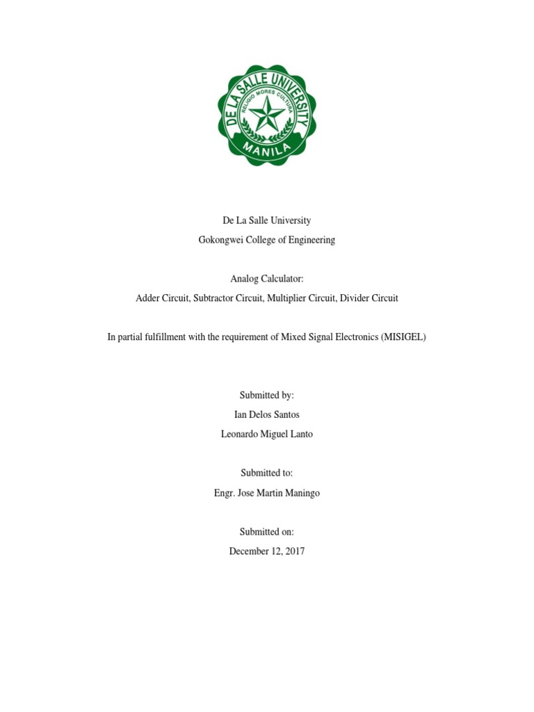 Analog Calculator Electronic Circuits PDF Operational Amplifier
