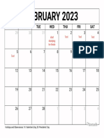 February Calendar 2023 Printable Blank