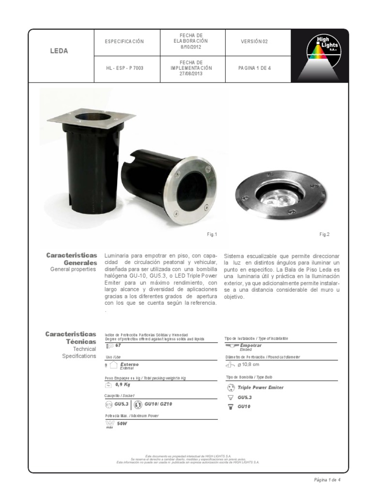Luminaria Tipo Bala Specificaciones | Descargar gratis PDF | Diodo ...