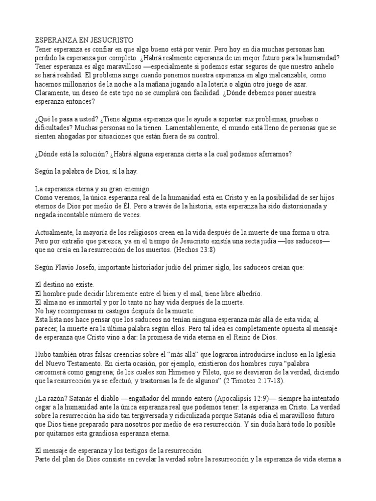 Articulo La Esperanza en Cristo | PDF | La resurrección de Jesús | Jesús