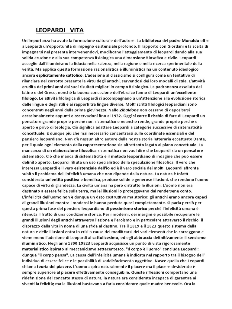 Leopardi Vita | PDF