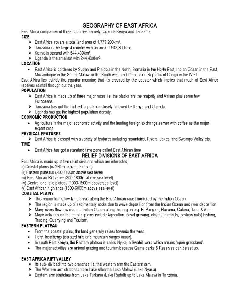 Geography of East Africa PDF Rock (Geology) Glacier