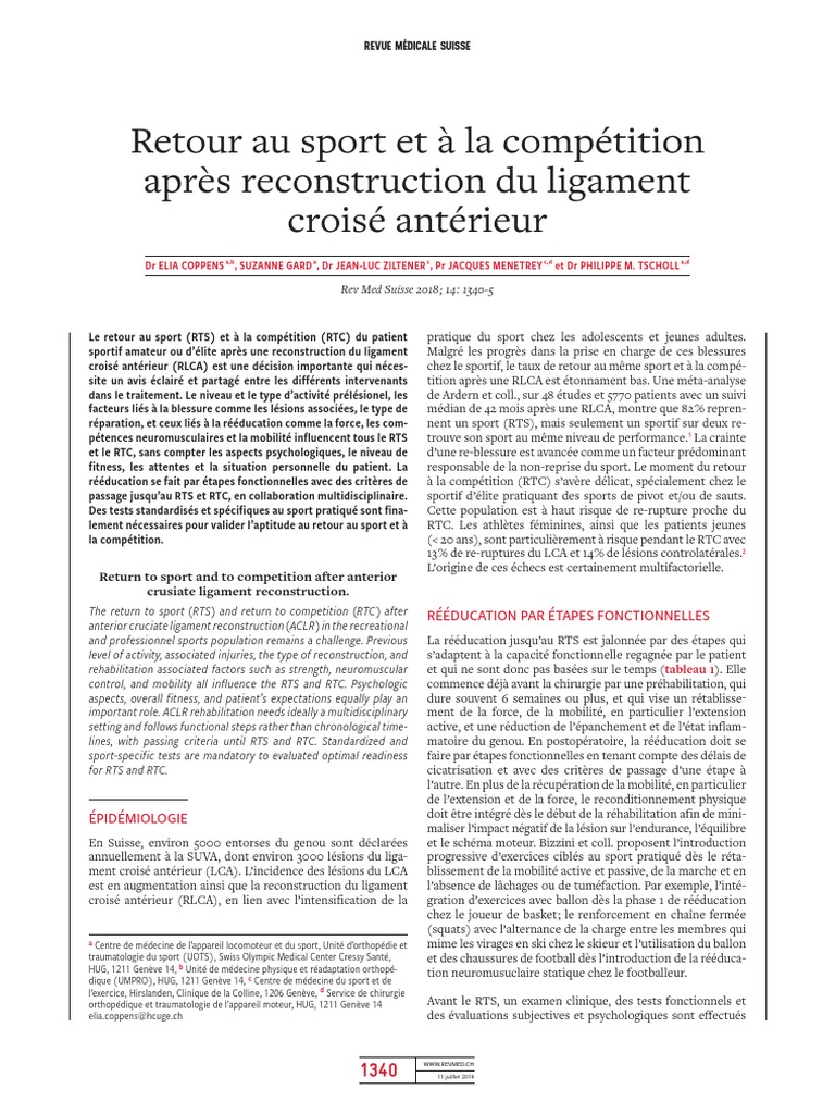 RTS & RTC Post Ligamentoplastie LCA | PDF | Des sports | Appareil ...