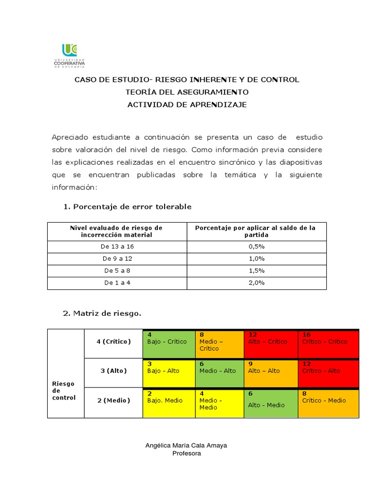 Taller De Riesgo Pdf Contabilidad Auditoría