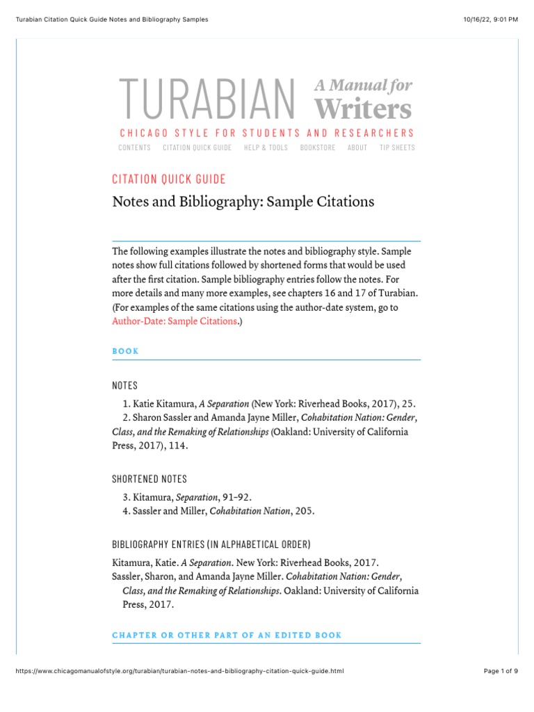 Turabian Citation Guide: Notes & Samples | PDF | Citation | A Manual ...