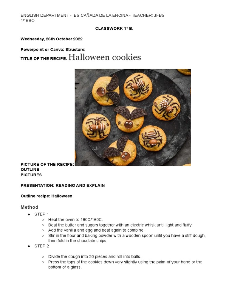 00 Class Work 1b English PDF Food And Drink Preparation Cooking