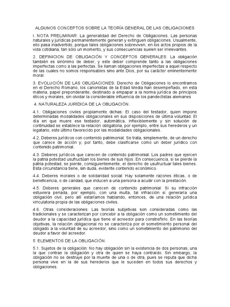 Conceptos Clave en Teoría de Obligaciones | PDF | Bienes (Ley ...