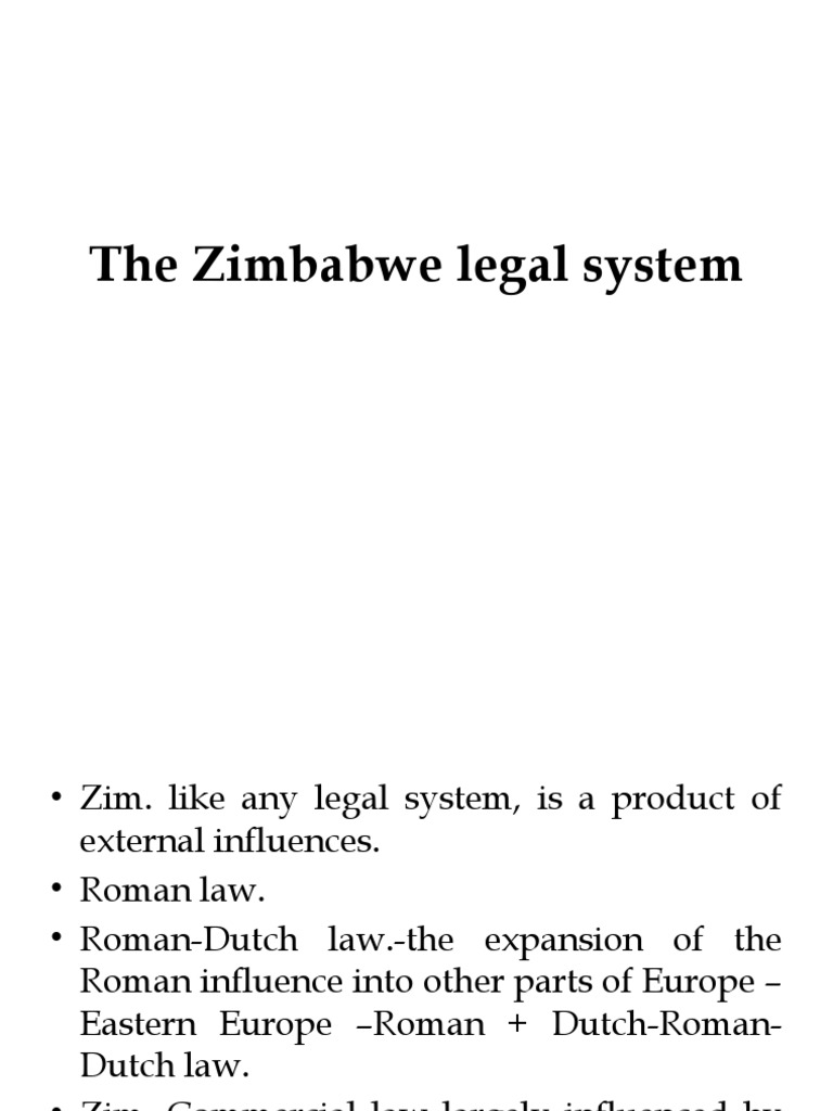 The Zimbabwe Legal System 1 | PDF | Precedent | Public Sphere