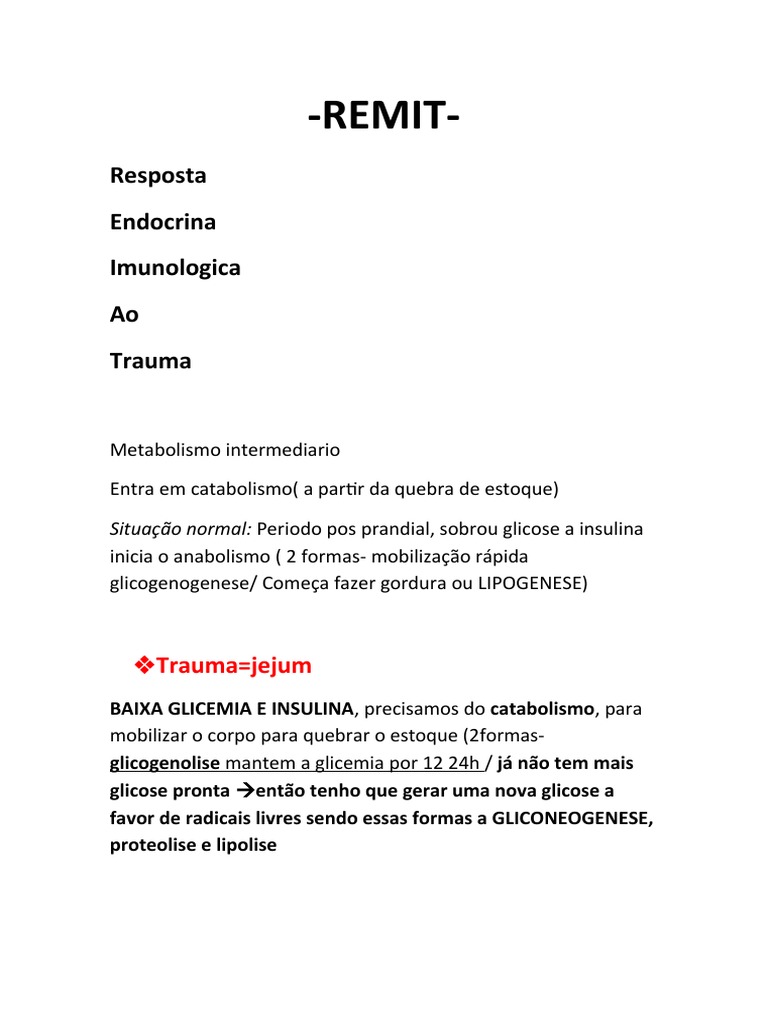 Resposta end crina imunol gica e metab lica ao trauma pdf