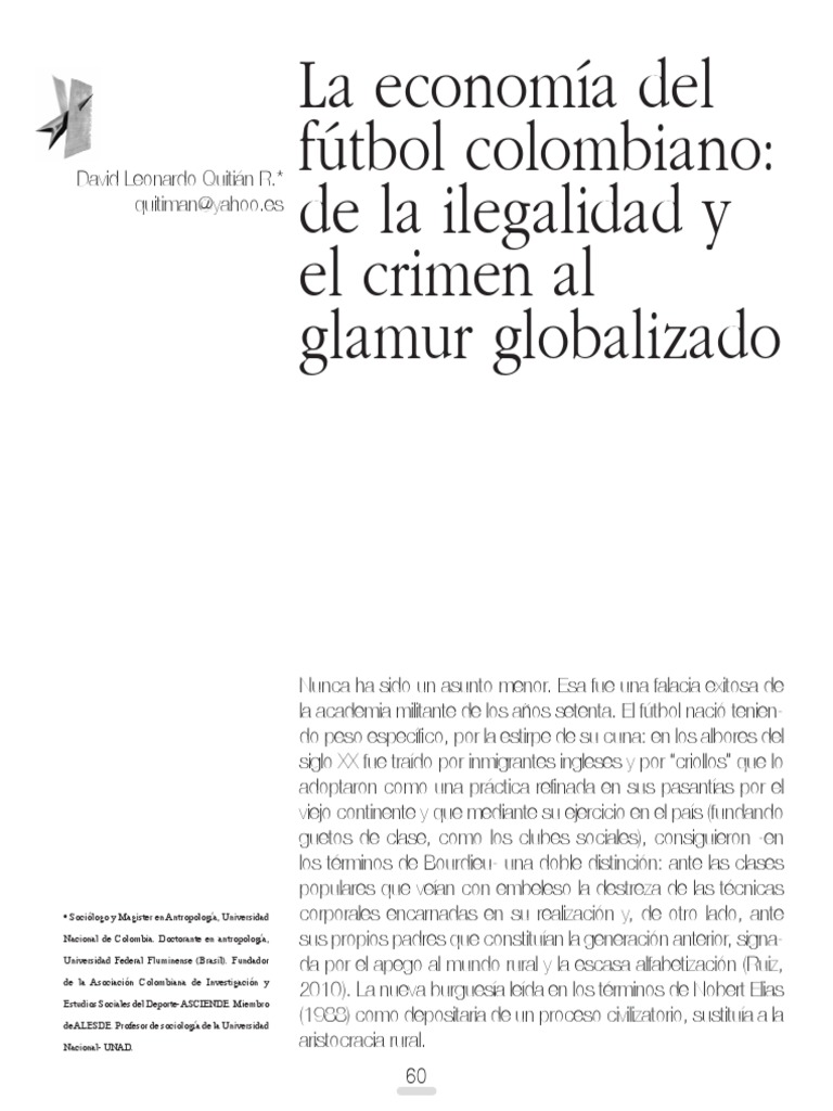 David Leonardo Quitián Roldán - La Economía Del Fútbol Colombiano, de ...