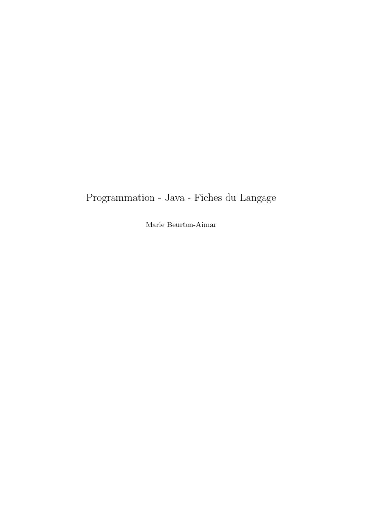 Introduction à la programmation Java | PDF | Classe (informatique ...
