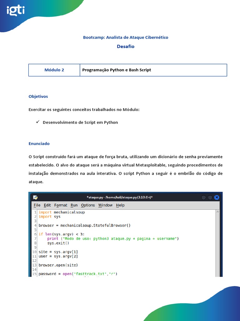Script de Ataque Cibernético em Python | PDF | Computadores