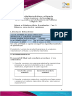 Guía de Actividades y Rúbrica de Evaluación - Unidad 2 - Paso 3 - Diferencia Entre Ejercicio y Problema