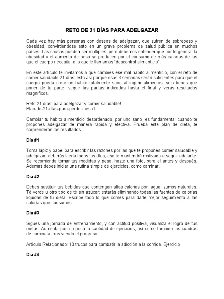 Plan de 21 días para perder peso de manera efectiva - Mejor con Salud