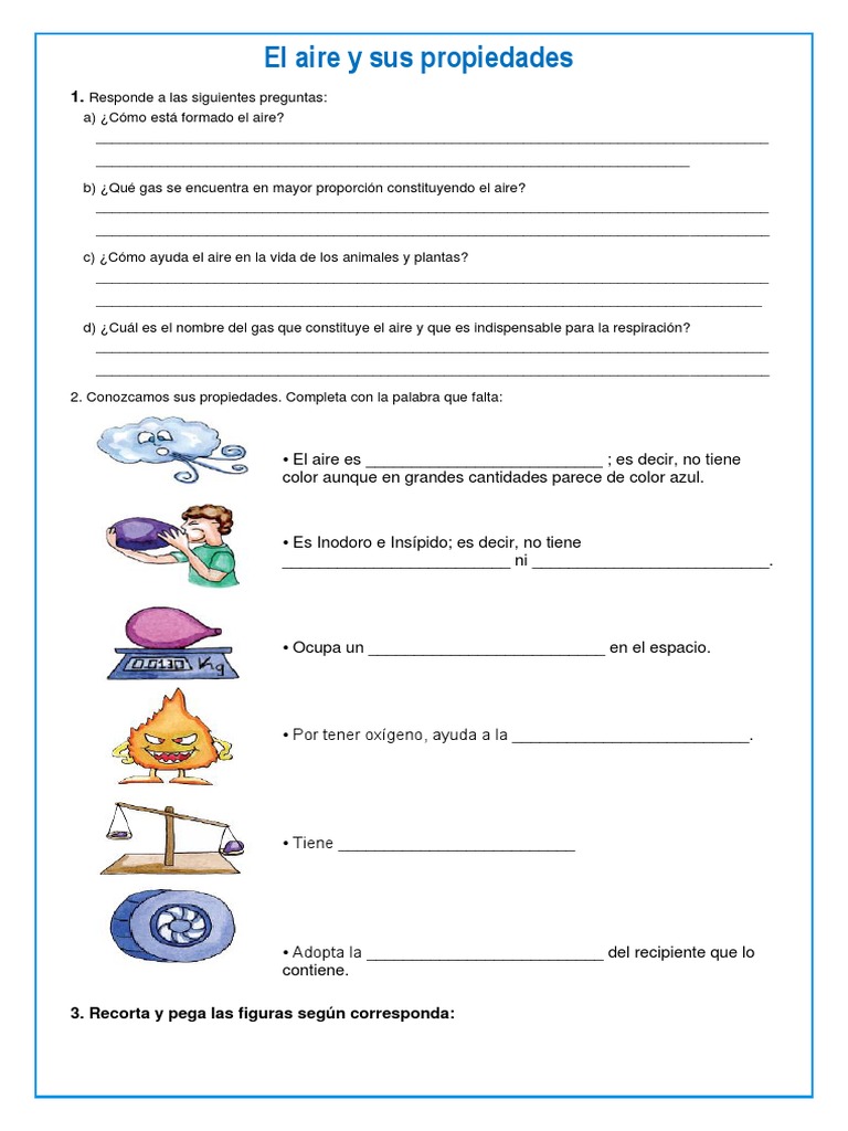 Propiedades del aire para niños | PDF | Atmósfera de tierra | Ciencias ...