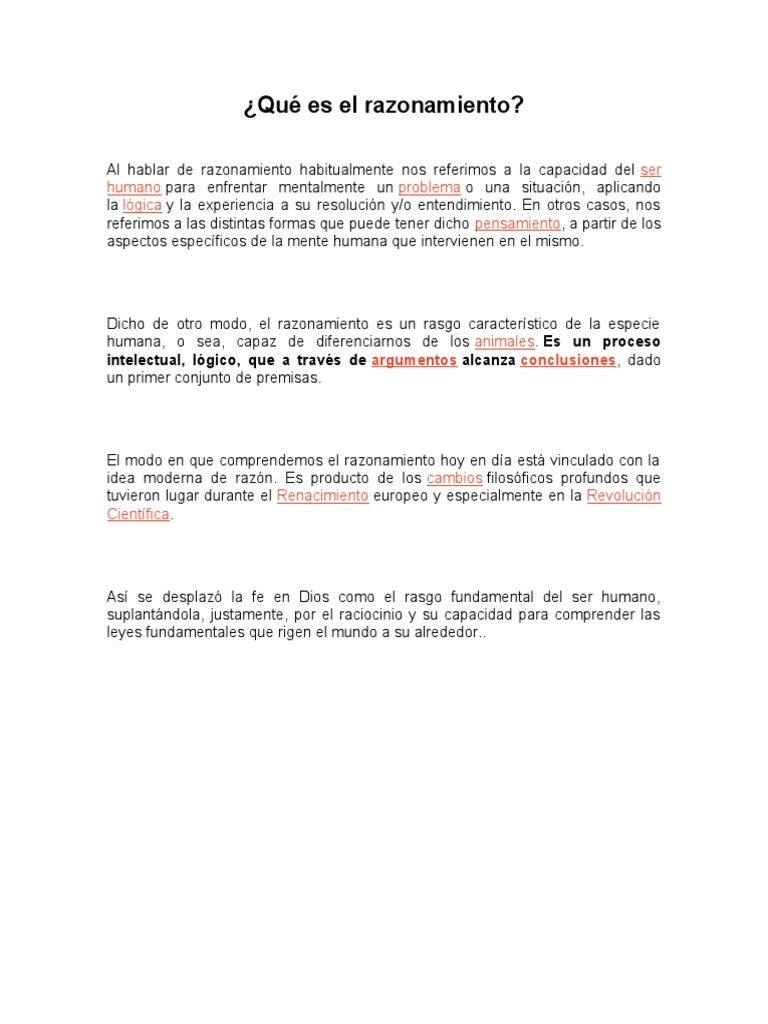 Definición y Tipos de Razonamiento | PDF | Razón | Pensamiento