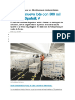 La Argentina Supera Los 12 Millones de Dosis Recibidas