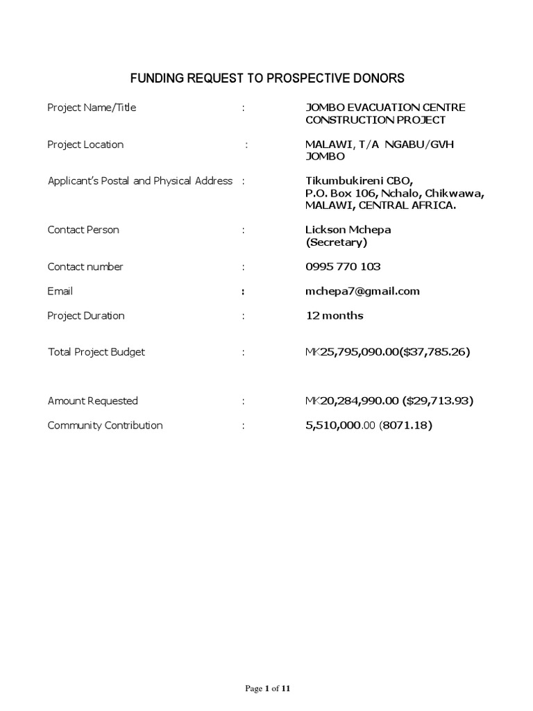 A Sample of Project Proposal by A Commun | PDF | Sanitation | Emergency ...