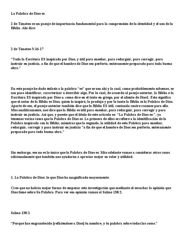 El Poder de La Palabra de Dios | PDF | Verdad | Dios