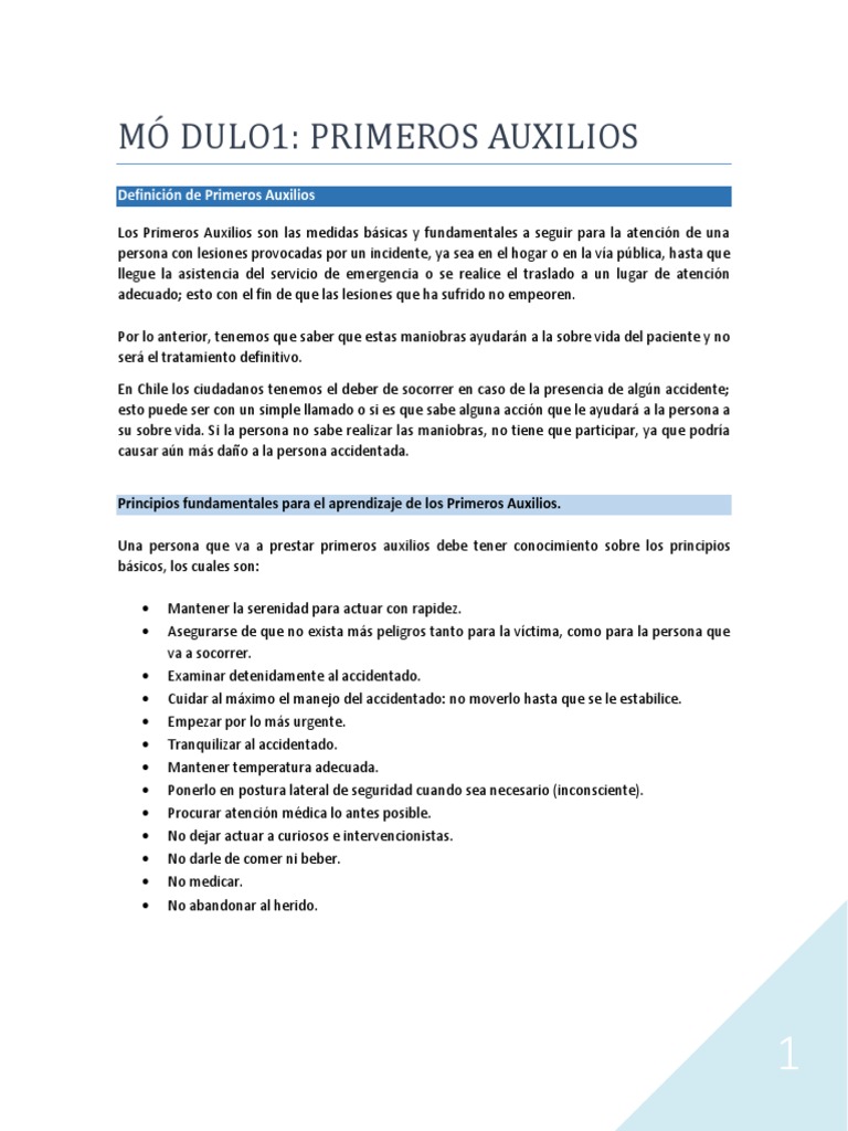 Manual Primeros AUX Mod 1 | PDF | Quemar | Herida