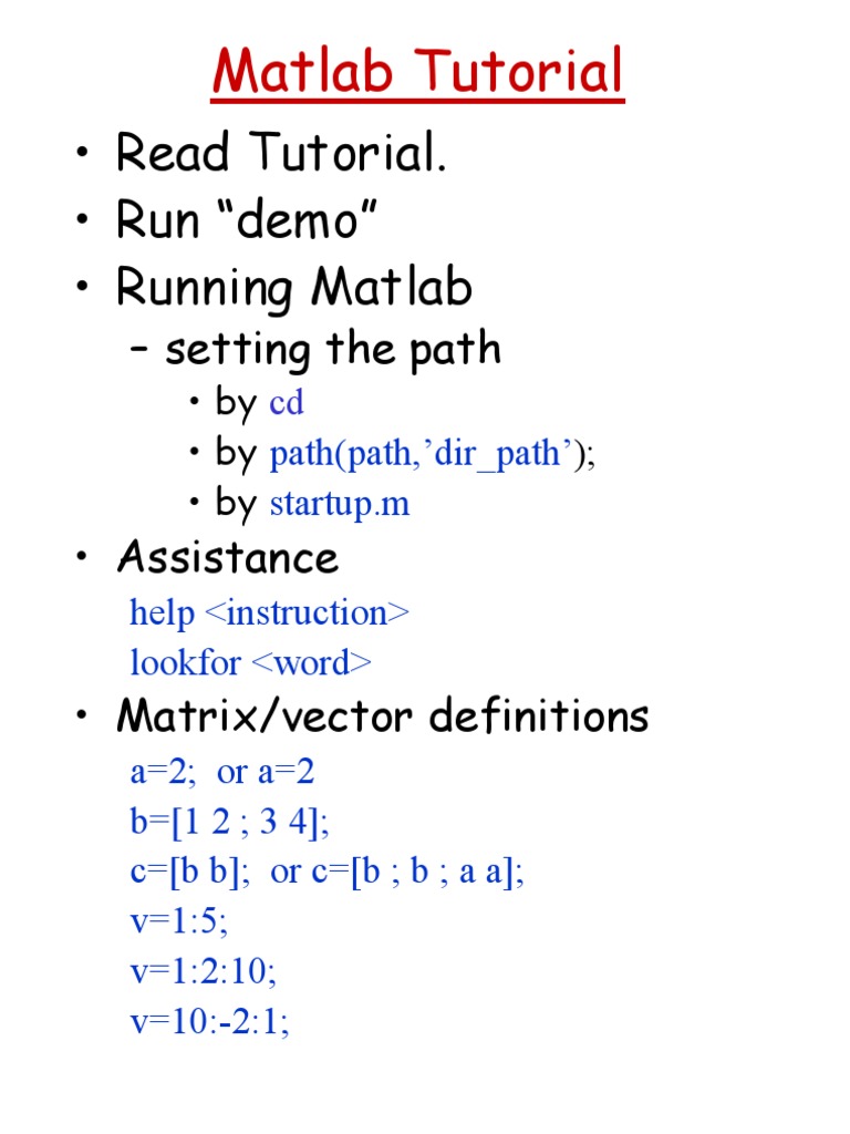 Comprehensive Matlab Tutorial Guide | PDF