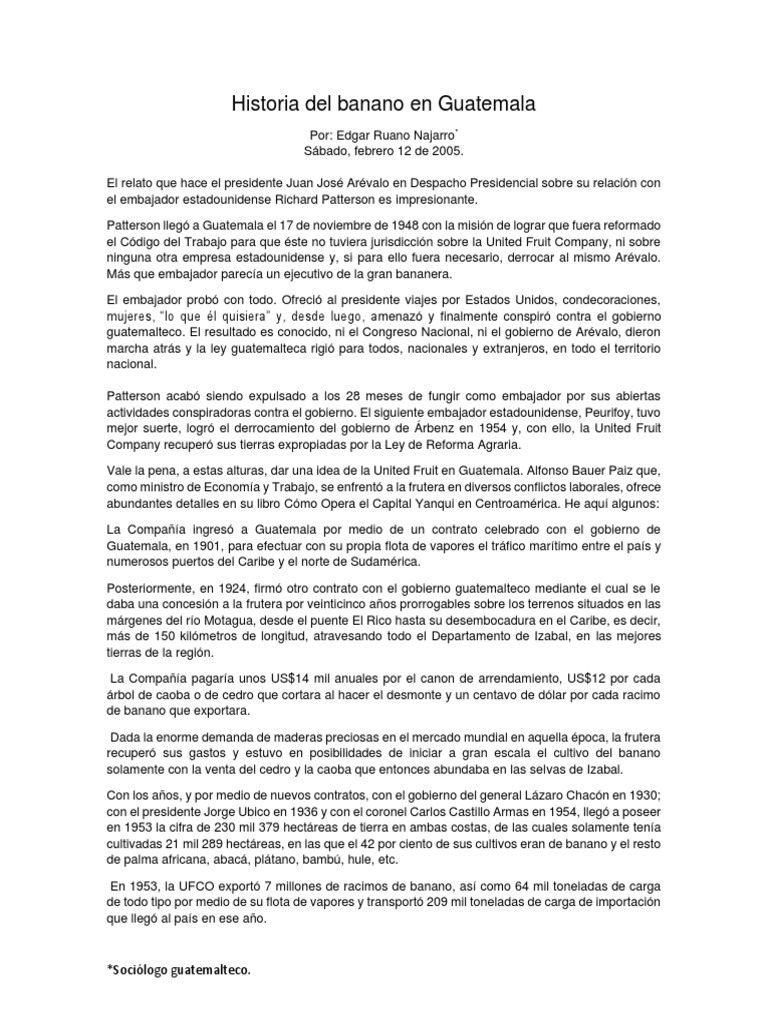 Historia Del Banano en Guatemala - Edgar Ruano | PDF | Guatemala