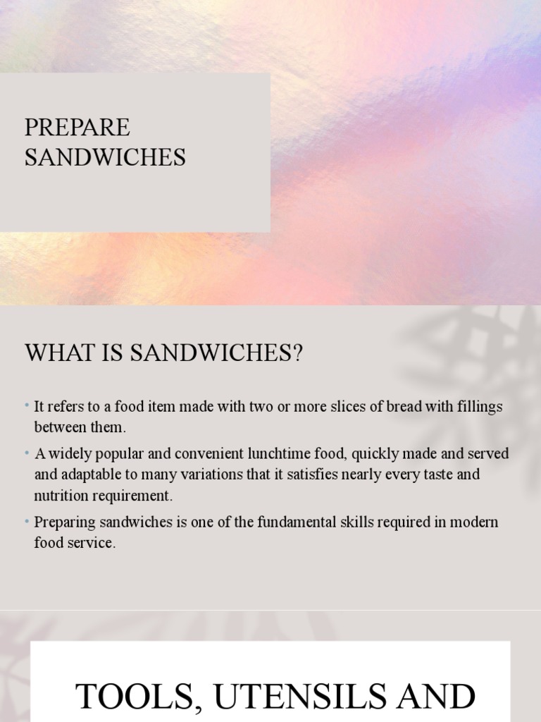 Prepare Sandwiches Pdf Sandwich Breads