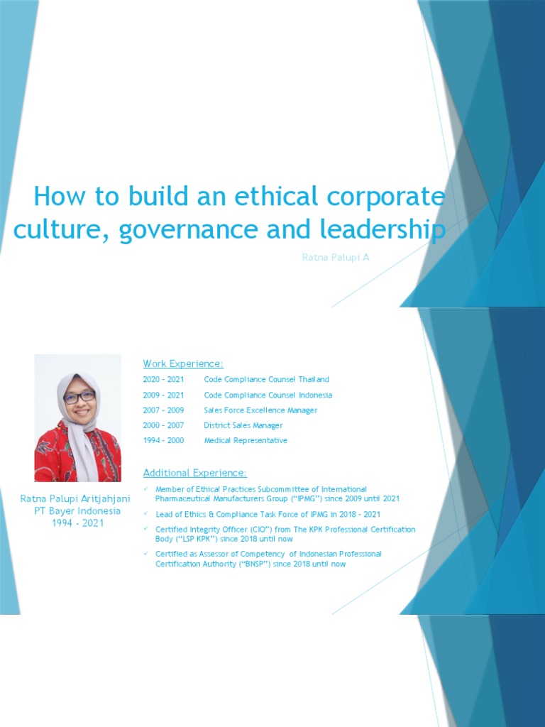 How To Build Ethical Corporate Culture, Governance and Leadership | PDF ...