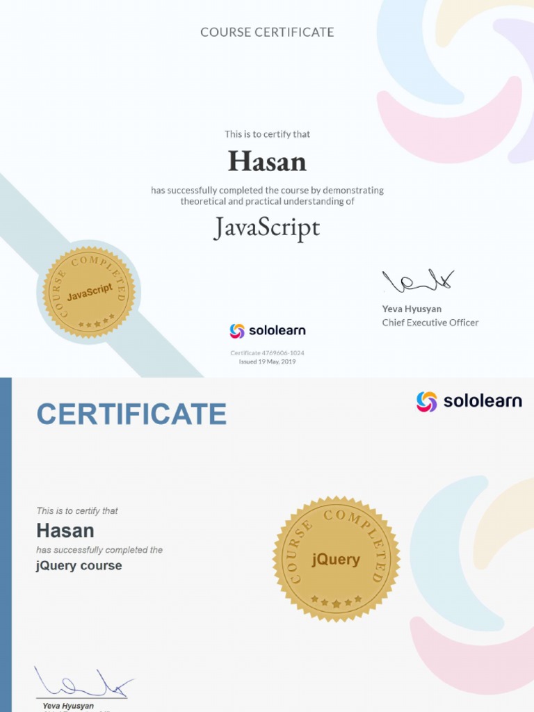 JavaScript Certificate | PDF