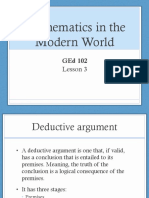 Mathematical Reasoning and Deductive Arguments