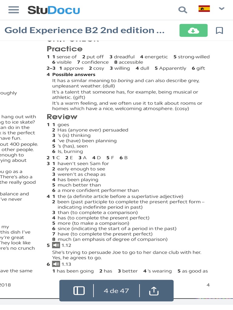 Gold Experience B2 Workbook Answers | PDF | Language Mechanics | Languages