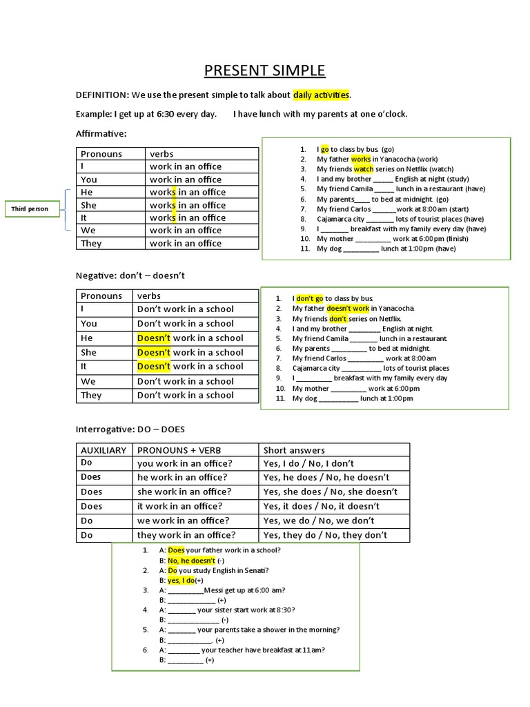 Present Simple Grammar Guide | PDF | Linguistic Typology | Linguistic ...