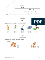 Đề KT Unit 7 - Tiếng Anh 1 Smart Start