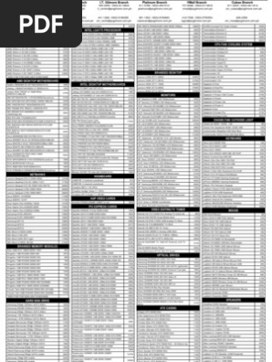 PC Gilmore Price List