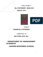 Financial Statement Analysis BATCH: 307: Final Project