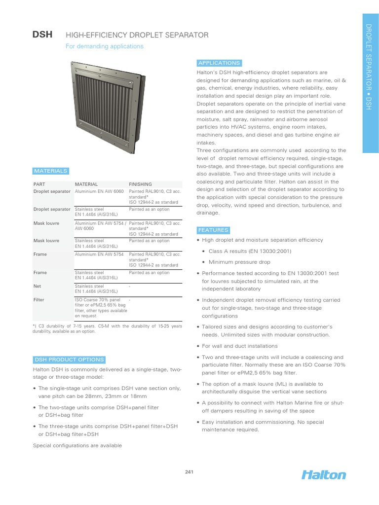High-Efficiency Droplet Separator DSH | PDF | Duct (Flow) | Civil ...