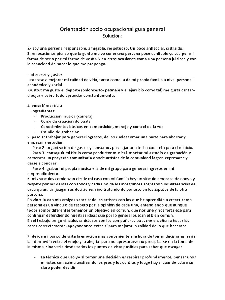 Orientación Socio Ocupacional Guía General | PDF | Las emociones