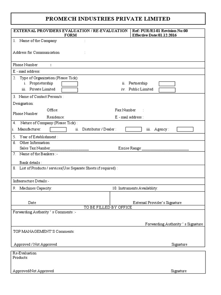 External Provider Evaluation Form | PDF
