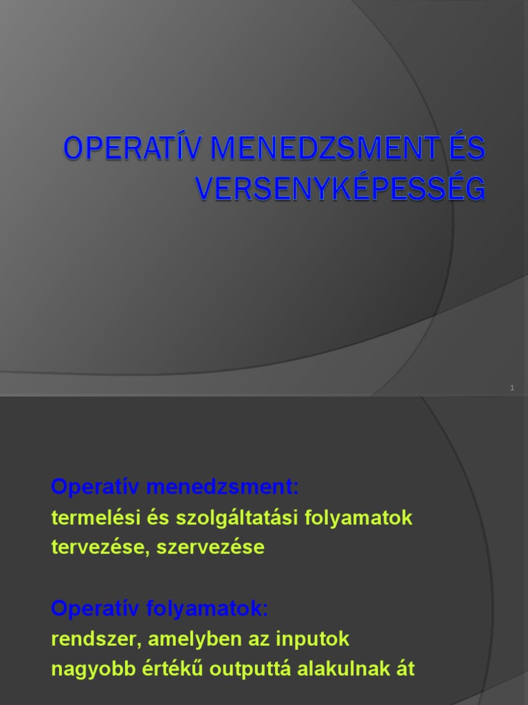 1-Operatív Menedzsment És Versenyképesség | PDF