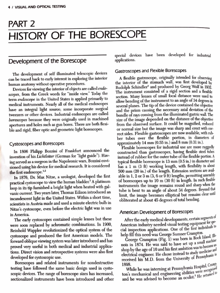 NDT Handbook Vol - 8 2ed S1P2 History of The Borescope | PDF ...