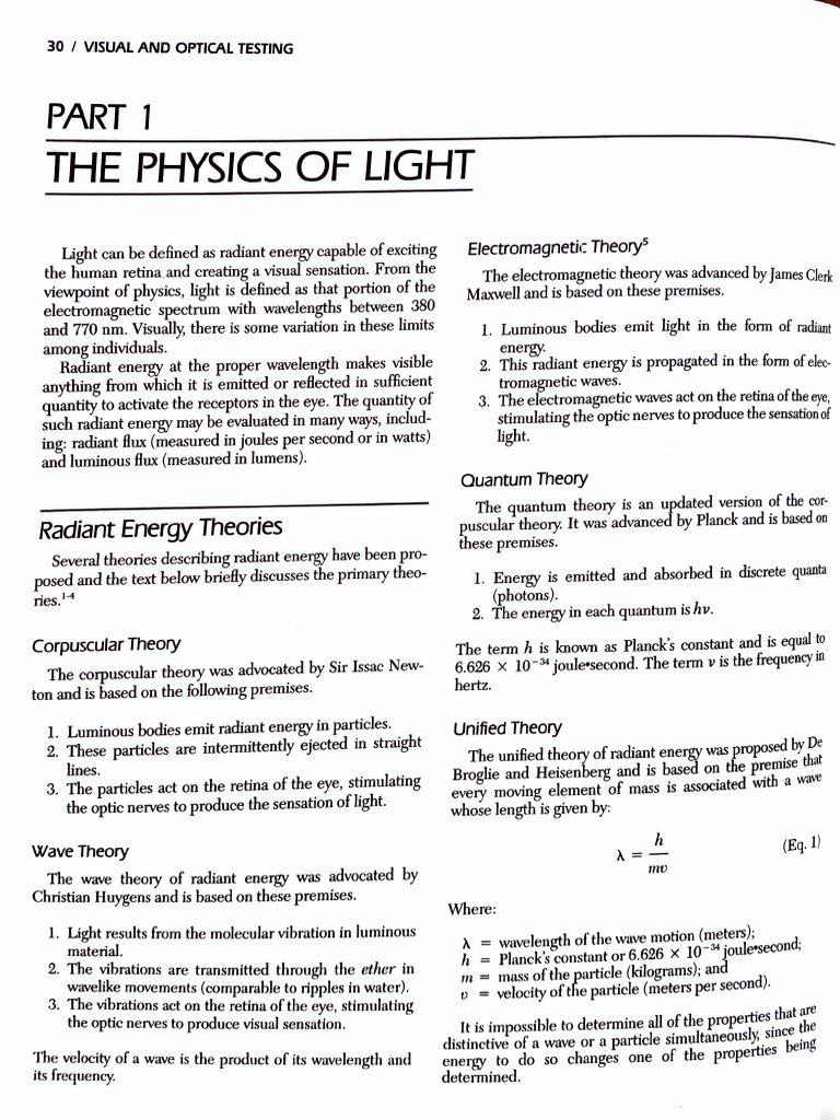 NDT Handbook Vol 8 2ed S2P1 The Physics of Ligth PDF Light