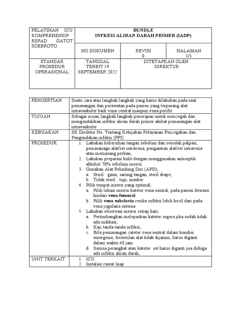 Prosedur Pencegahan IADP di ICU | PDF