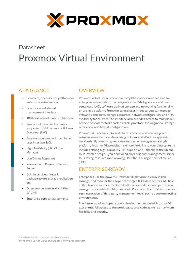 Proxmox VE 7.2 Datasheet | PDF | Backup | Virtualization